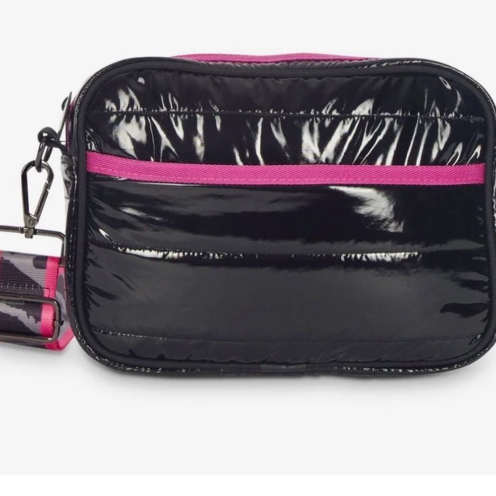 Haute Shore Drew Puffer Crossbody Stylish Black and Pink Women's Bag